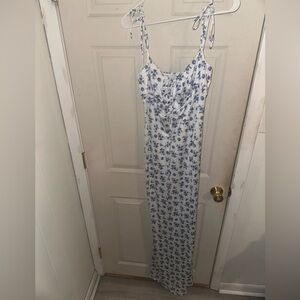 Blue and White Floral Maxi Dress